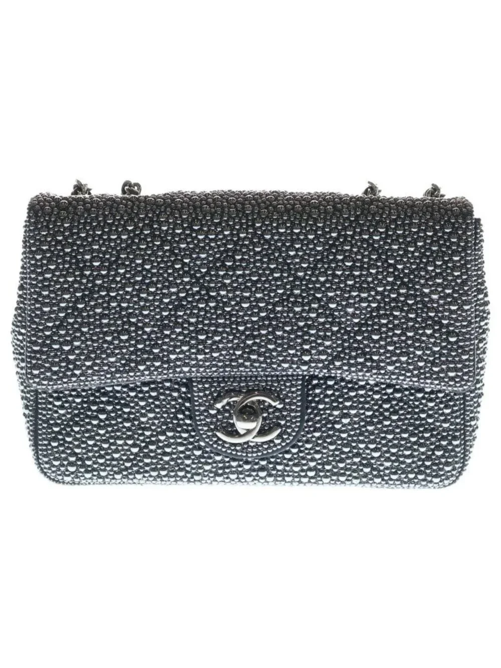 Chanel Pearl Evening Quilted Lambskin Leather S Flap Chain Shoulder Bag Silver
